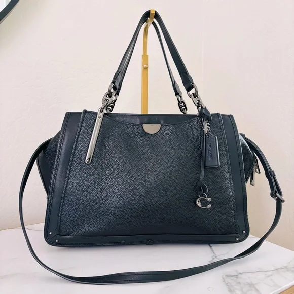 Coach Dreamer 36 Gunmetal Black Leather Tote Bag 38550 - Picture 4 of 15